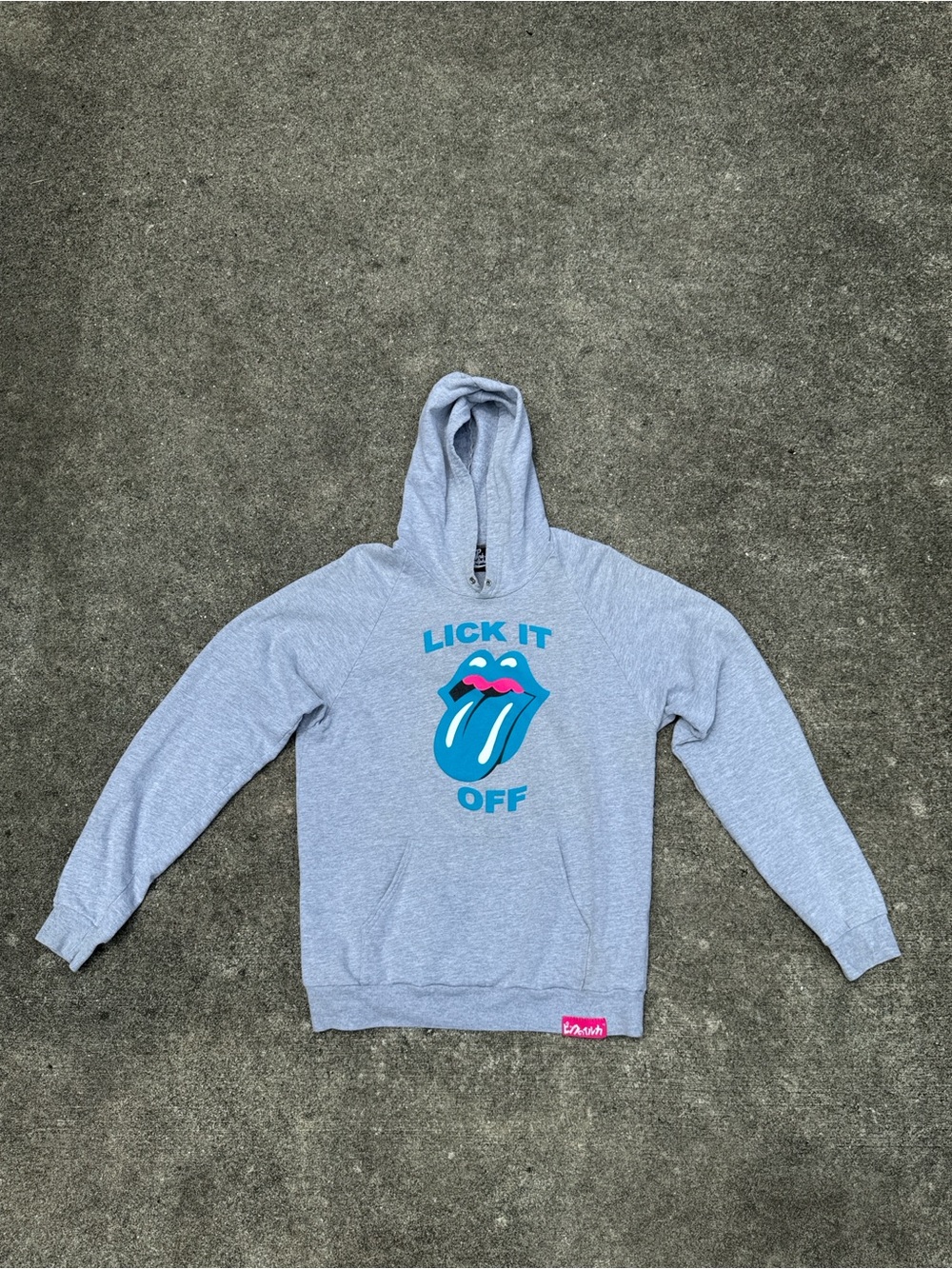 Pink Dolphin Gray Hoodie with Teal & Pink Graphic